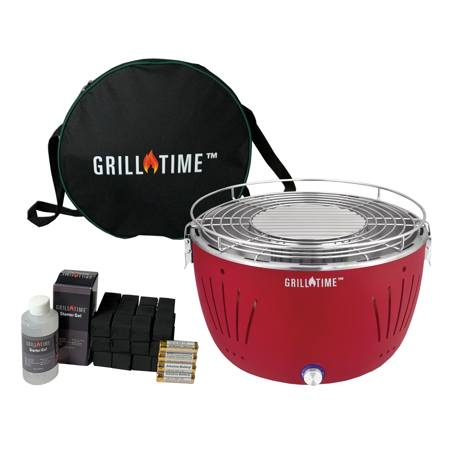 Grill Time Tailgater GT Starter Pack (Red 12.5 Inch Grill)